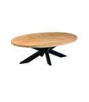 Table ovale Daria bois massif pied metal X