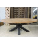 Table ovale massive pied central